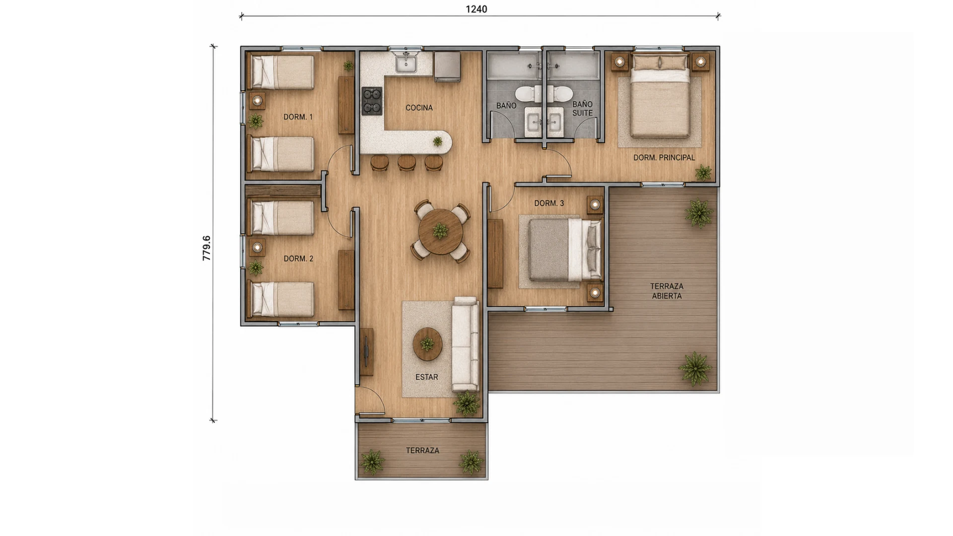 Ejemplo de plano: modelo Nativa 77